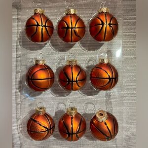 Basketball Ornaments Set of 9 Glass